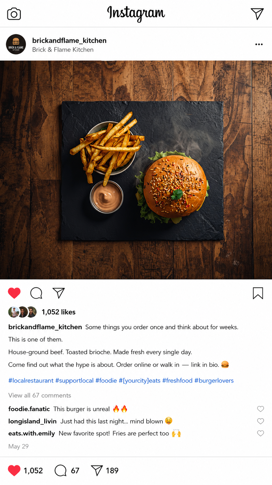 Restaurant Instagram post
